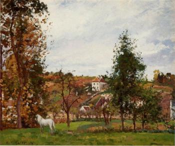 卡米耶 畢沙羅 Landscape with a White Horse in a Meadow, L'Hermitage